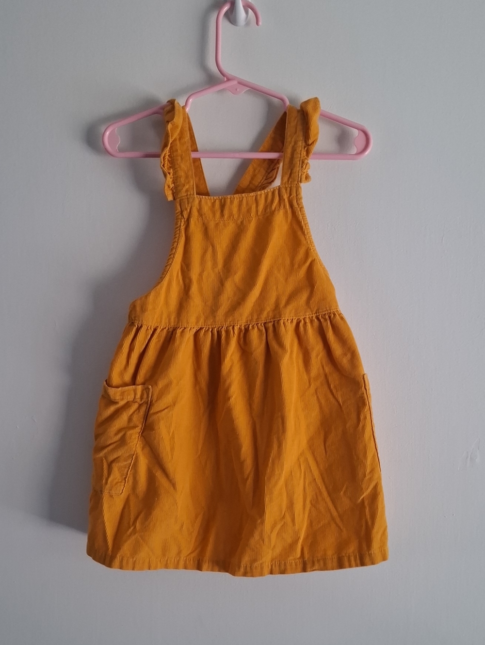 Cat & Jack Mustard Yellow Ruffle-Strap Pinafore Dress